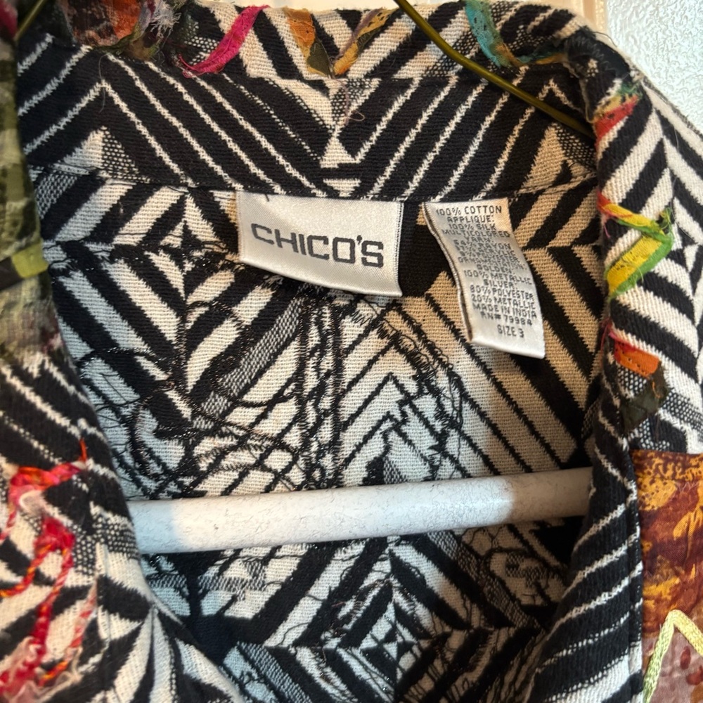 Chico's Multicolor Patterned Embellished Artsy Ve… - image 3